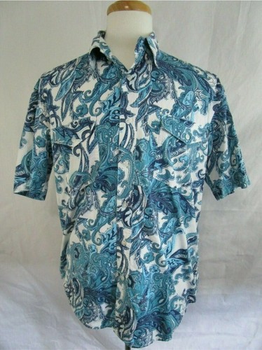 Roper Kurzarm Hemd Herren Gr. XL blau Paisleymuster Knopfleiste Rodeo - Bild 3 von 7