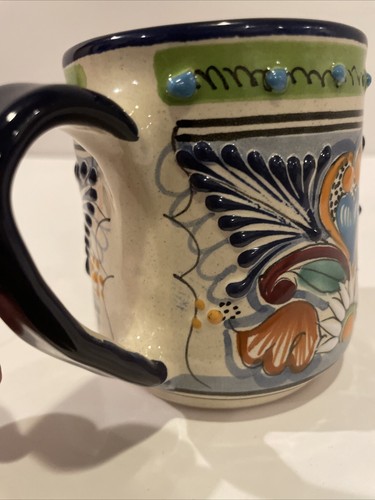 Talavera Mexican Pottery Coffee Mug Tea Cup Hand Painted Flowers La Hacienda - Imagen 9 de 13