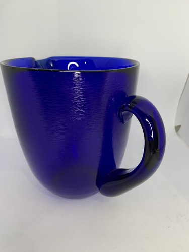 Unique Heavy COBALT BLUE Pitcher glass Textured 7 inches - Picture 4 of 10