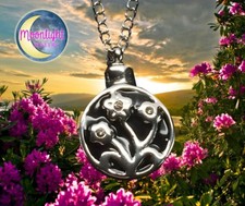 New Flowers Urn Cremation Pendant Ash Holder Silver Memorial Necklace