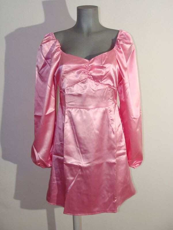 Vestido rosa brillante satinado piruleta rosa brillante talla L
