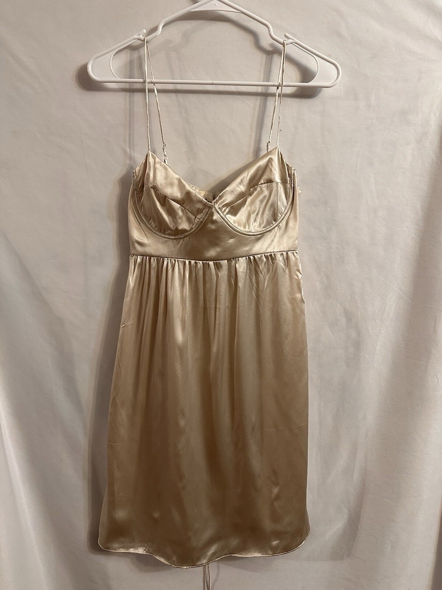 Venus Gold Metallic Mini Cocktail Party Dress 100% Silk Size 4 | eBay