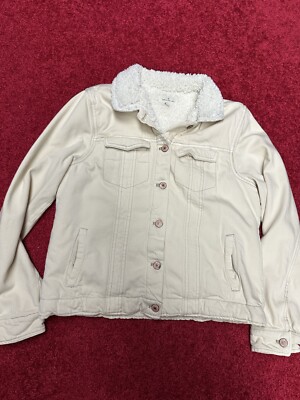 Thread  + Supply Fleece Lined Denim Jacket, Cream, Colored Women s Size medium