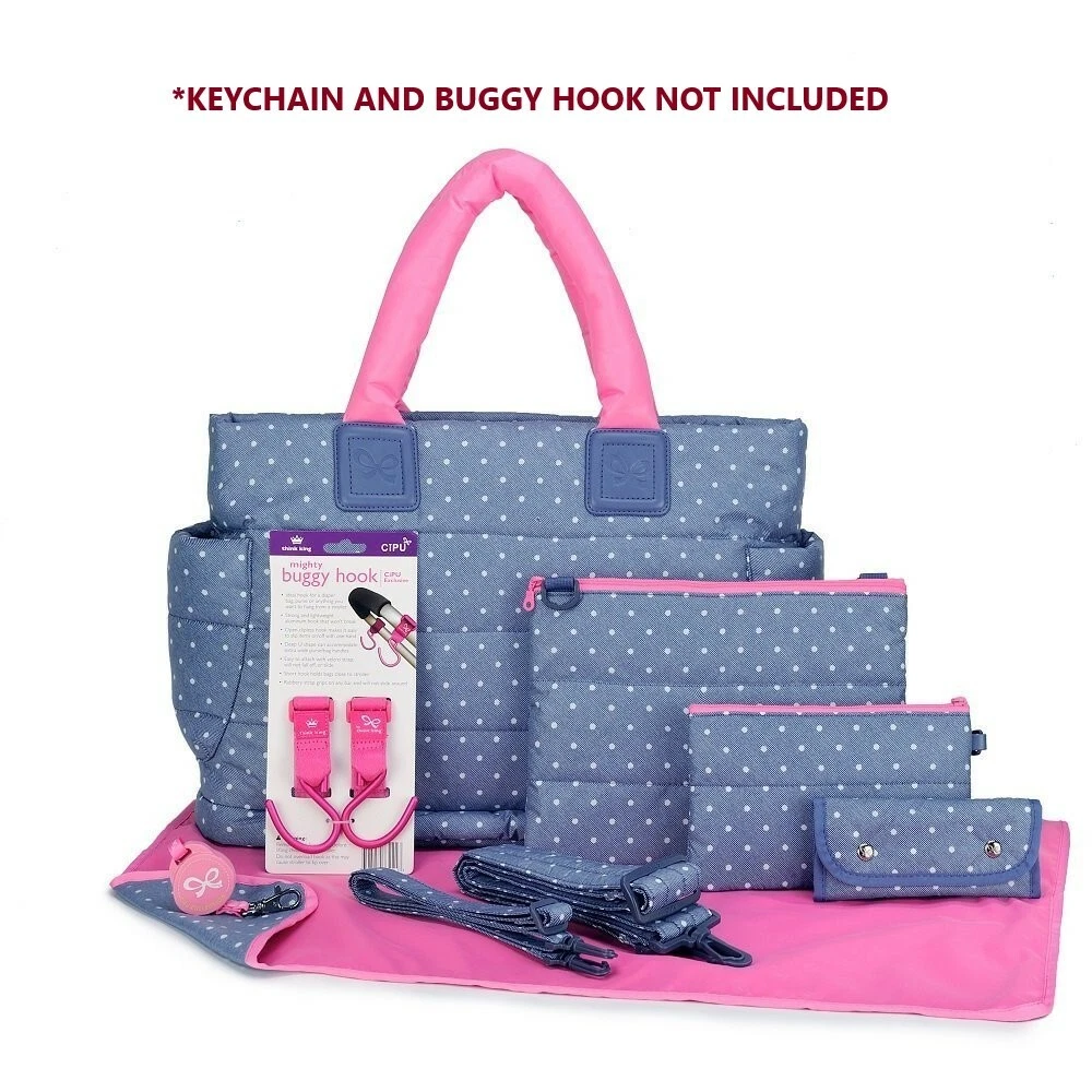 Designer Baby Diaper Bag Tote CiPU ECO 9 Pieces Combo Set Lalaya Poka Dots