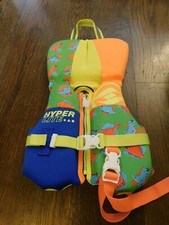 Hyperlite Baby Life Vest USCG Under 30lbs Infant Lightweight Floating Neon Dinos