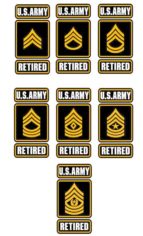 ORACAL U.S Army Enlisted Ranks Vinyl Decal Sticker SGT/SSG/SFC/MSG/1SG/SGM/CSM