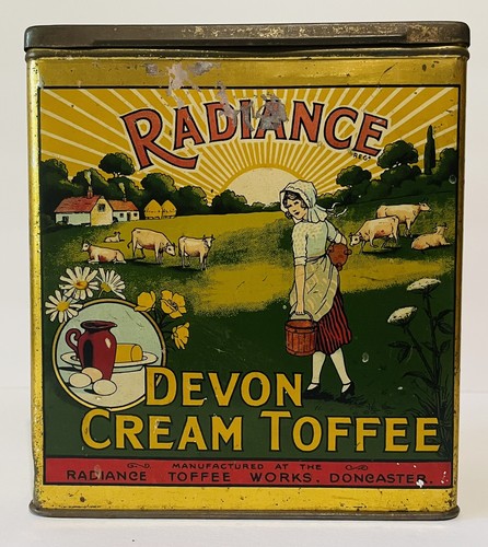 Vintage Radiance Toffee Devon Cream Toffee Tin 6 x 5.75 x 3" , Doncaster England - Picture 5 of 13