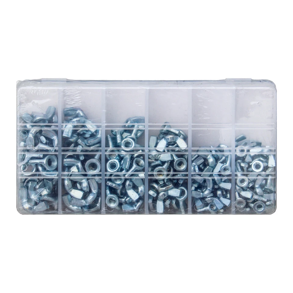 KING 150PCS Wing Nut Assortment Set Zinc-Plated Steel Wingnuts