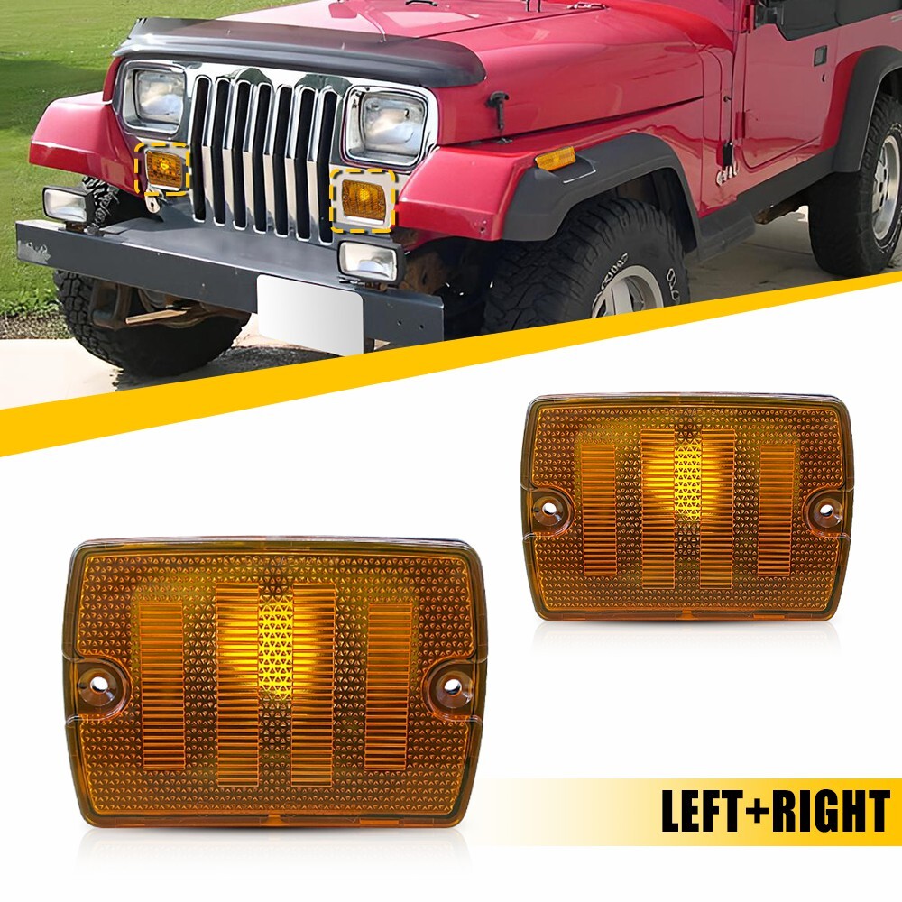 For Jeep 87-95 Wrangler YJ Front Bumper Side Marker Light Signal Lamp Cover EPU