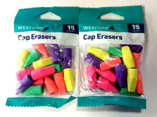 Lot of 2 - Wexford Cap Neon Erasers 15 Count 30 erasers total 