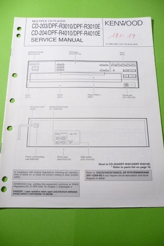 Service Manual-Anleitung für Kenwood CD-203,DPF-R3010,CD-204,DPF-R4010 ,ORIGINAL