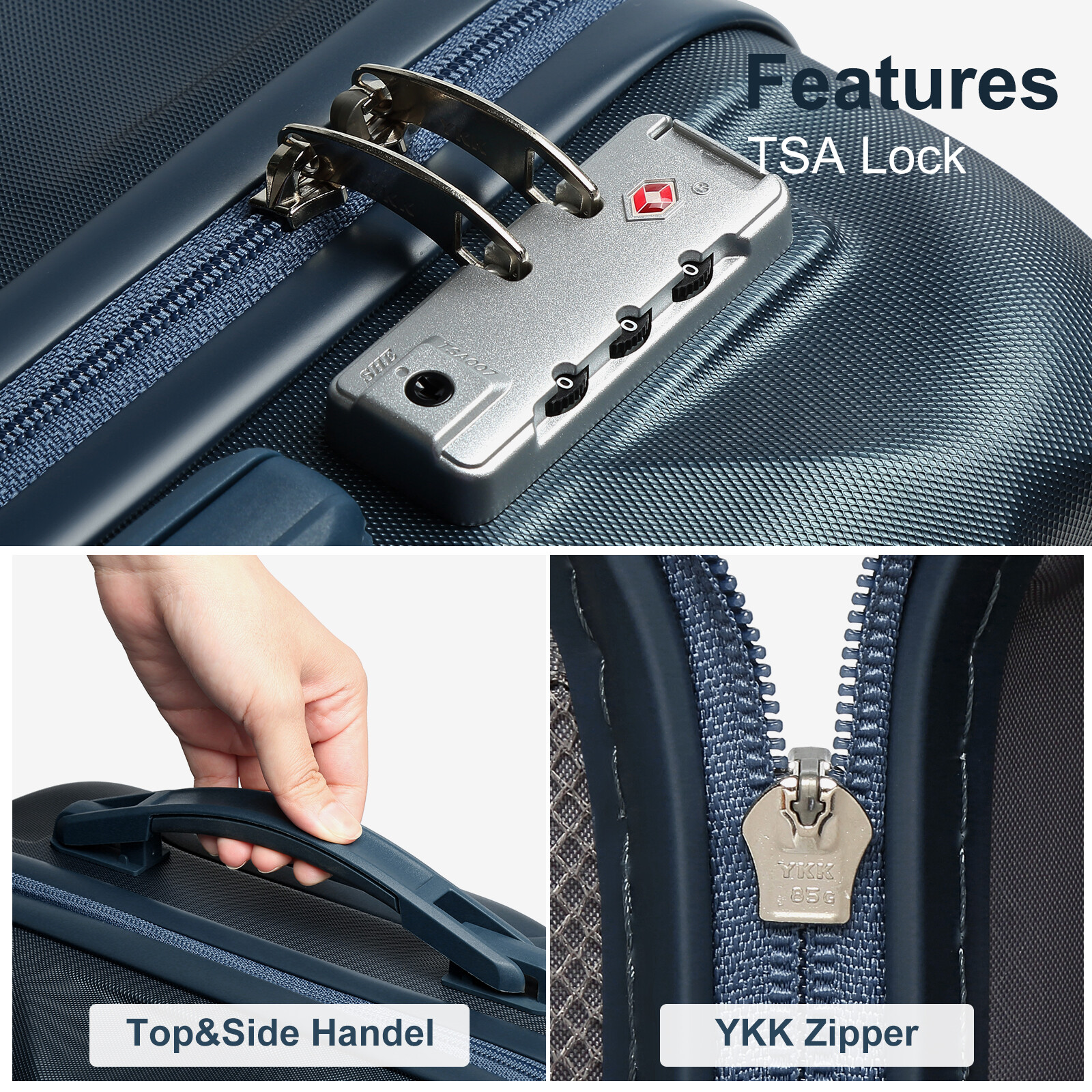 Hardshell Lightweight Travel Luggage Sets Suitcase Lock Diamond Cabin 20 inch