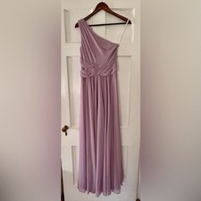Davids Bridal One Shoulder Strap Lilac Purple Chiffon Dress Excellent Condition
