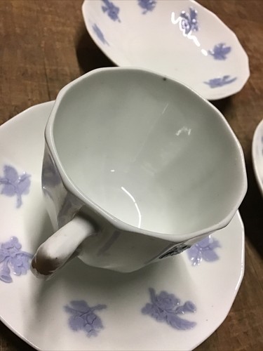 Antique Adderley Porcelain Blue Chelsea Set of 2 Cups & 3 Saucers - Picture 10 of 11