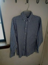 Joseph  Feiss Men Size M 100 Cotton L/S Blue Plaid Button Down Dress Shirt
