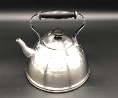 Vintage Copco Tea Kettle Stainless Steel Black Handle