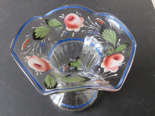 Vintage Art Glass Hand-Painted Flower Vase - Picture 2 of 7
