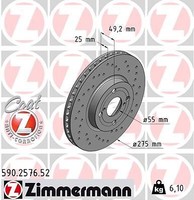 2X Zimmermann 590.2576.52 Bremsscheibe FüR Toyota