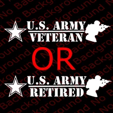 ARMY VETERAN/RETIRED Vinyl Die Cut Decal for USA Armed Services Window  AY030