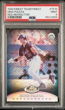 1999 FINEST TEAM RED REFRACTOR #10 MIKE PIAZZA METS SP #/50 PSA 9 MINT POP 2