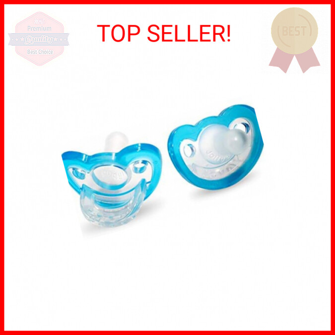 RAZBABY JollyPop Baby Pacifier Plus, 3m+, Double Pack, Blue, 2 Count