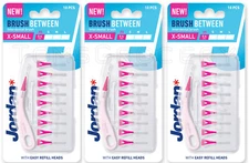 3 JORDAN BRUSH BETWEEN Refillable Interdental Brush With Refill Heads Size XS