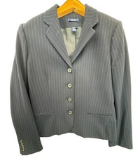 Chaps Womens Blazer Sz 10 Navy Pinstripe Classic Careerwear Preppy Academia