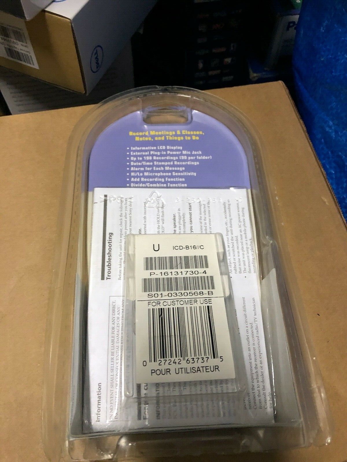 NEW Sony ICDB16 Portable Digital Voice Recorder* 27242637375 eBay