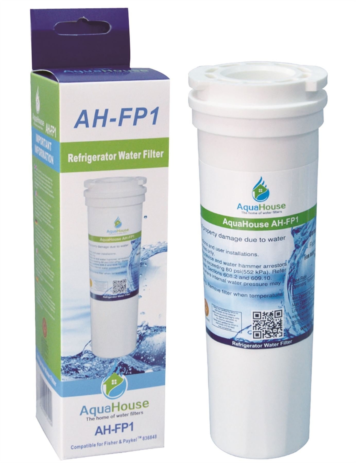 AquaHouse AH-FP1 filtro per l'acqua compatibile per Fisher & Paykel frigo 836...