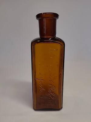Antique M Kesson & Robbins Medicinal Solution of Pyrozone Amber Bottle