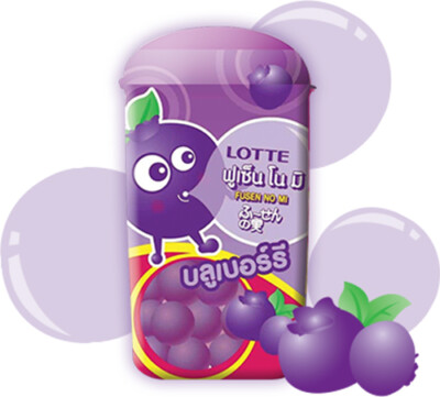 LOTTE FUSEN NO MI Artificial Blueberry Flavor Coated Bubble Ball