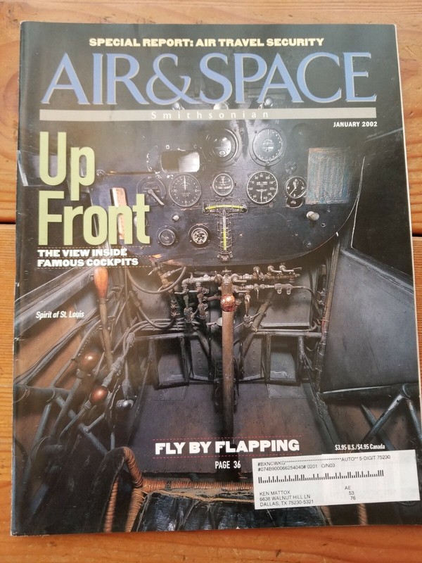JANUARY 2002 Air & Space "Up Front THE VIEW INSIDE FAMOUS COCKPITS" 84 Pages
