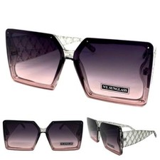 Oversized Funky Exotic Modern Retro Style SUNGLASSES Large Big Square Gray Frame