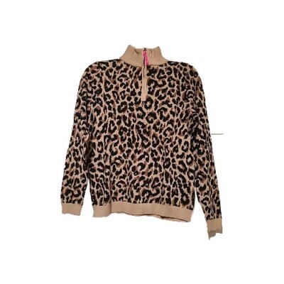J Crew Factory Ladies Leopard Quarter Zip Sweater Cotton S Pink