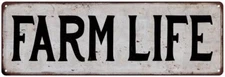 FARM LIFE Vintage Look Rustic Metal Sign City State 106180041207