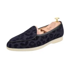 Men's Fashion British Round Toe Leopard Slip On Loafers Youth Party Dress Shoes