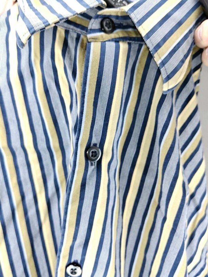 J Ferrar Mens Button-Up Shirt Long Sleeve Size Medium Multi Striped Business  - Image 4 of 4