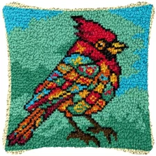 YOOLOOKY Latch Hook Pillow Kits for Adults Beginners Pre-Printed Canvas Bird 