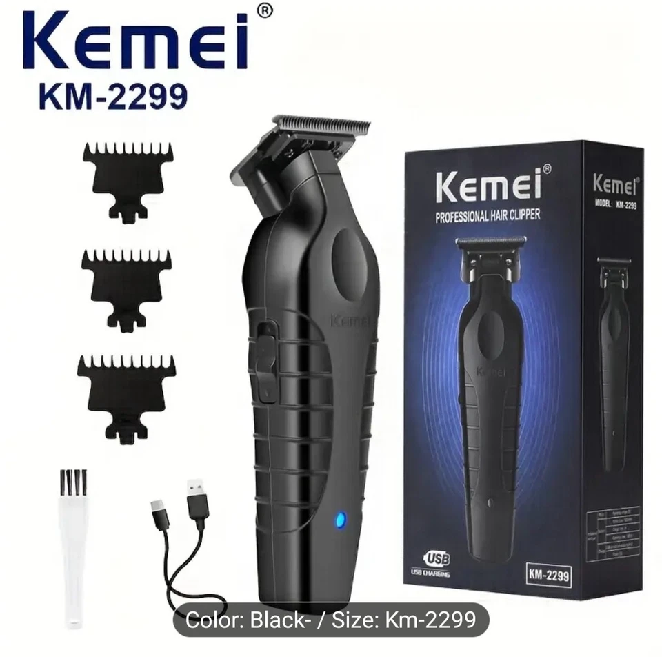 Hair Trimmer Kemei KM-2299 Cordless Professional Beard Zero Gap Clipper UK