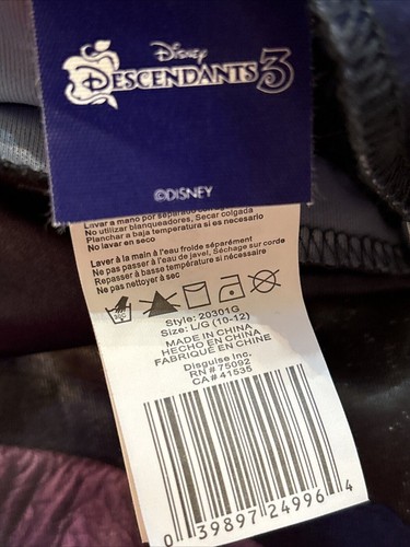 Descendants 3 Mal Girls Costume Large 10-12 Jumpsuit Only Long Sleeves Disney - Picture 10 of 11