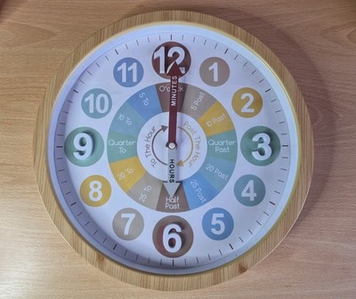 Learning Tell The Time Wanduhr Kinder pädagogisch 30 cm batteriebetrieben