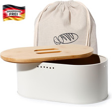 Metall Brotkasten mit Bambusdeckel und Schneidebrett für frisches Brot und Gemüs