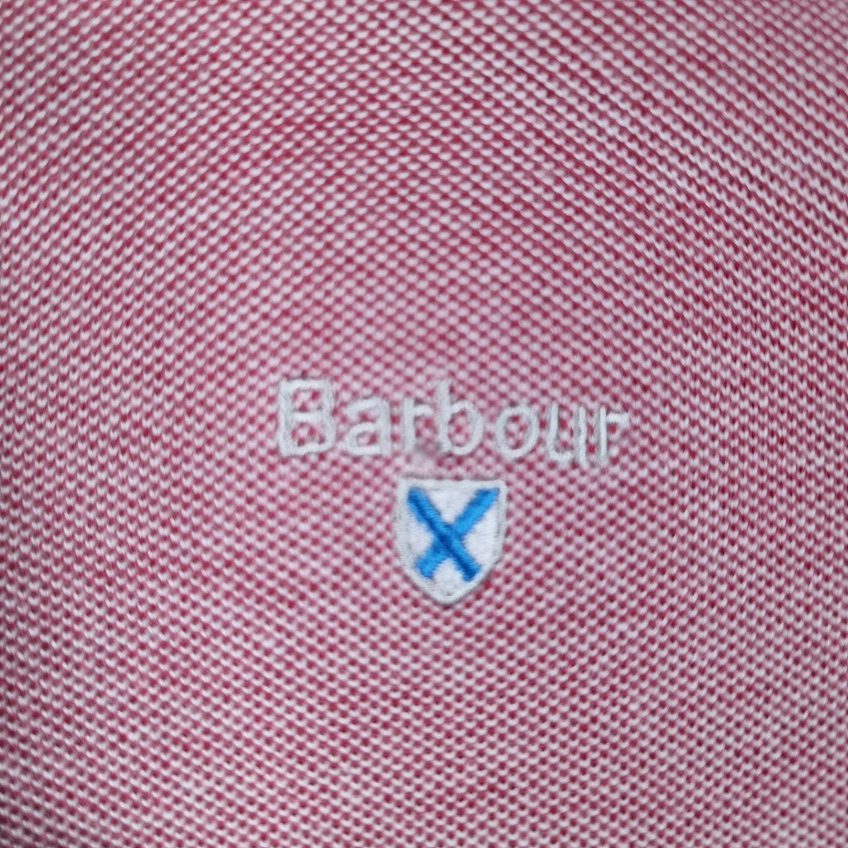 Barbour Polo Shirt Red Marl Contrast Collar Cotton Men's XL Slim Casual Summer