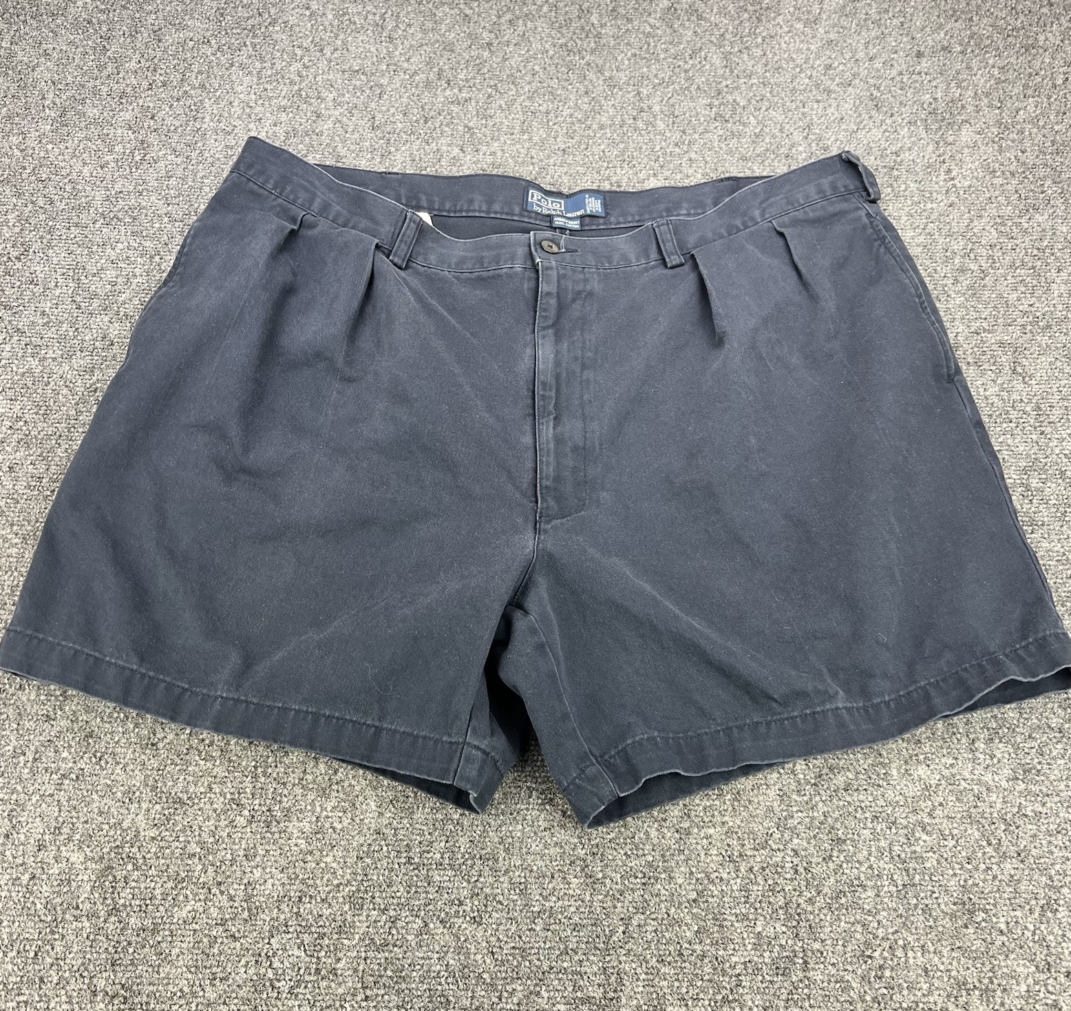 Polo Ralph Lauren Andrew Shorts Mens 42 Navy Blue Chino Pleated Classic Fit