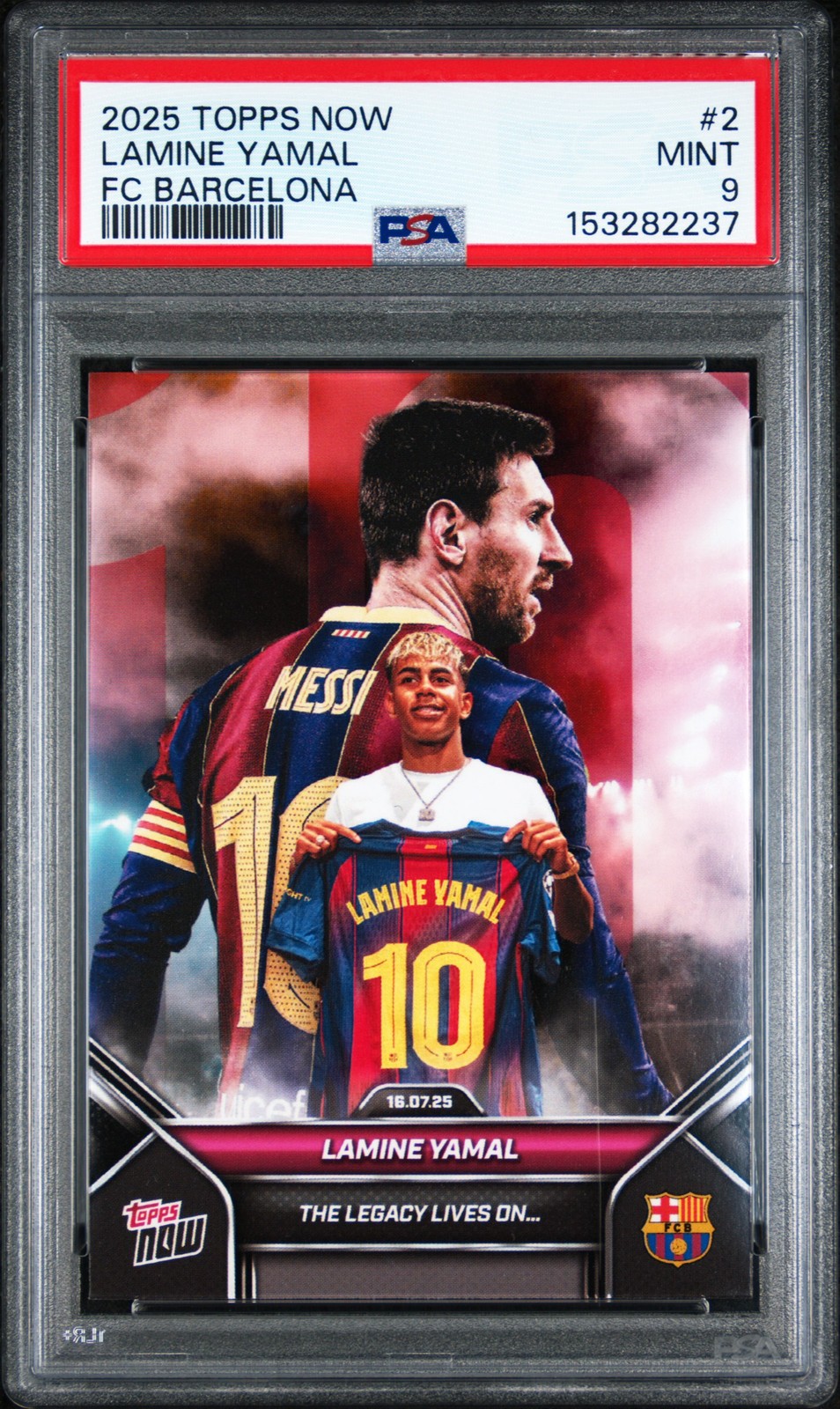 2025-2026 TOPPS NOW FC BARCELONA #2 LAMINE YAMAL PSA 9