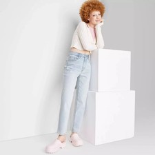 Women  s Wild Fable High Rise Tapered Jeans Ultra Light Wash Size 00 NWT