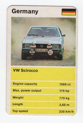 Top Trumps  Rally car. VW Scirocco