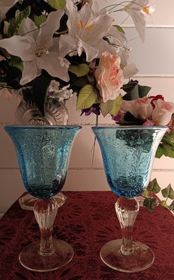 #ad NINA HOME NINA CAMPBELL WATER GOBLETS WINE GOBLETS 10 oz LONDON 2 BUBBLE BLUE $49.99