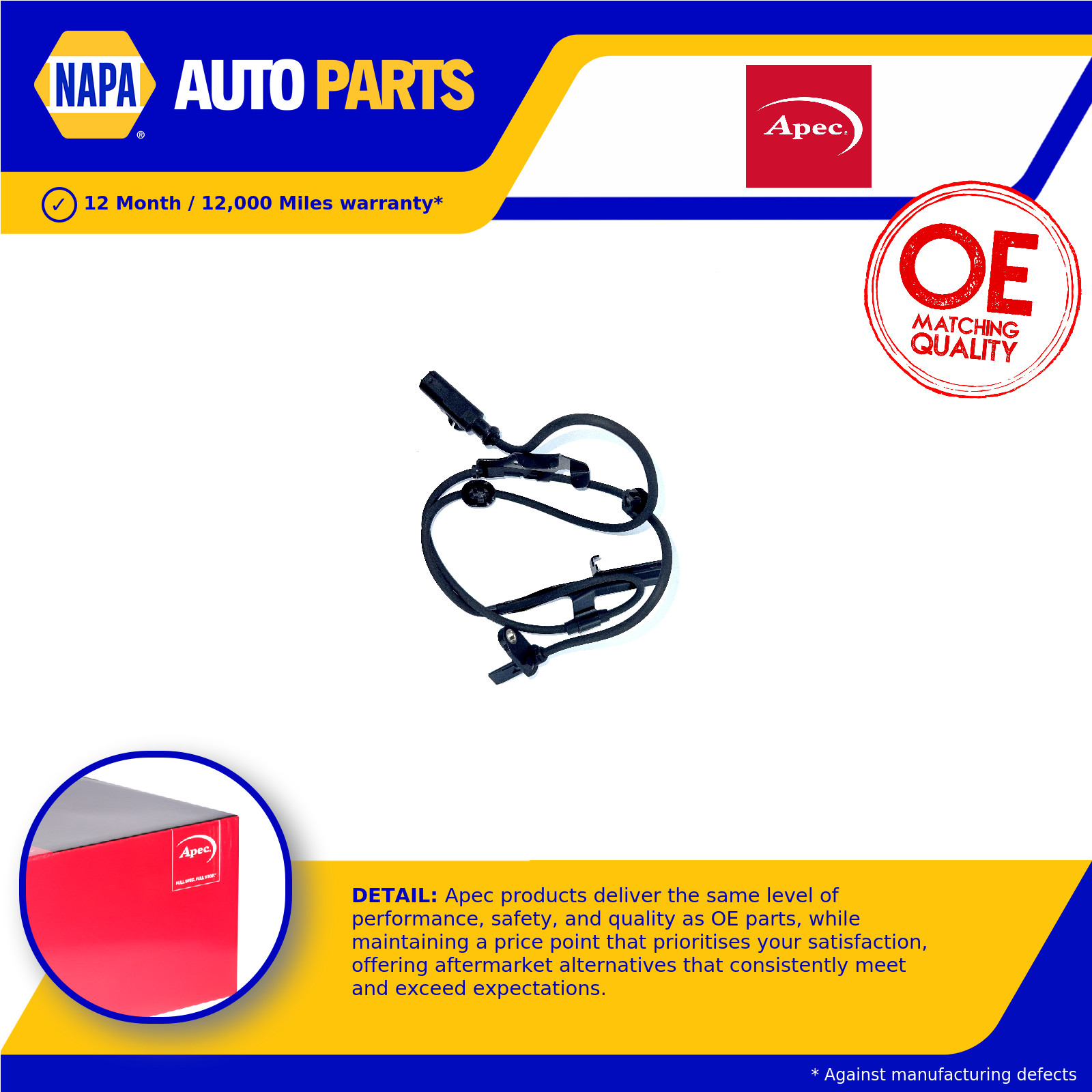ABS Sensor Front Right ABS1597 Apec Wheel Speed 8954202060 8954202061 8954202120