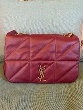 Saint Laurent borsa a spalla pelle bordeaux trapuntata logo YSL catena oro